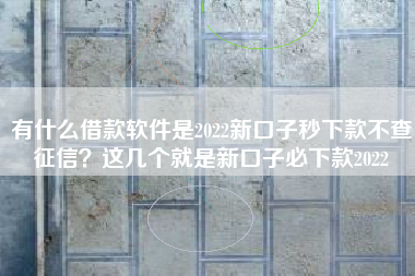 有什么借款软件是2022新口子秒下款不查征信？这几个就是新口子必下款2022