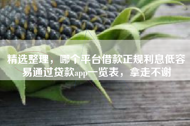精选整理，哪个平台借款正规利息低容易通过贷款app一览表，拿走不谢