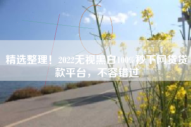 精选整理！2022无视黑白100%秒下网贷贷款平台，不容错过