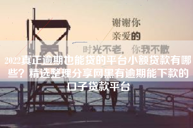 2022真正逾期也能贷的平台小额贷款有哪些？精选整理分享网黑有逾期能下款的口子贷款平台
