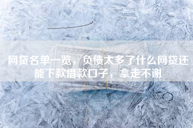 网贷名单一览，负债太多了什么网贷还能下款借款口子，拿走不谢