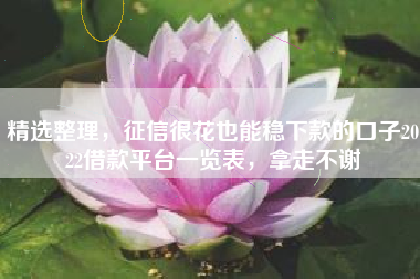 精选整理，征信很花也能稳下款的口子2022借款平台一览表，拿走不谢