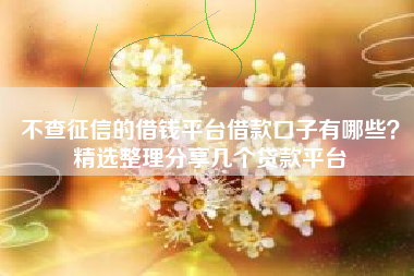 不查征信的借钱平台借款口子有哪些？精选整理分享几个贷款平台