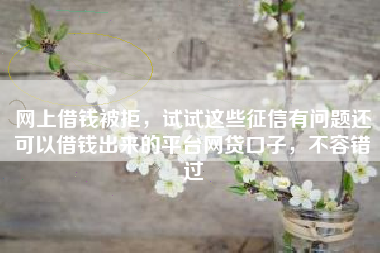 网上借钱被拒，试试这些征信有问题还可以借钱出来的平台网贷口子，不容错过