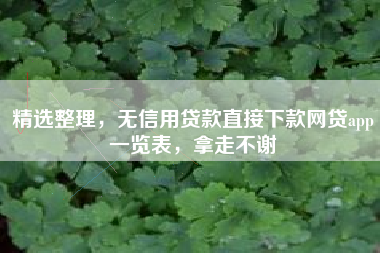 精选整理，无信用贷款直接下款网贷app一览表，拿走不谢