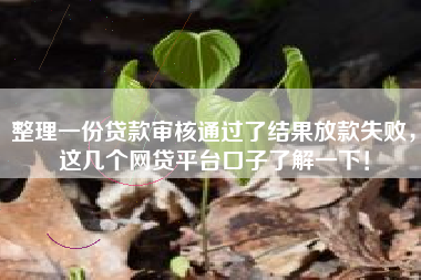 整理一份贷款审核通过了结果放款失败，这几个网贷平台口子了解一下！