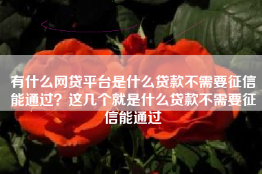 有什么网贷平台是什么贷款不需要征信能通过？这几个就是什么贷款不需要征信能通过