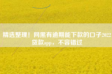 精选整理！网黑有逾期能下款的口子2022贷款app，不容错过