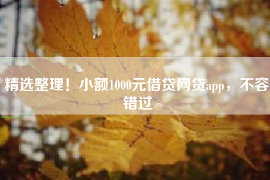 精选整理！小额1000元借贷网贷app，不容错过