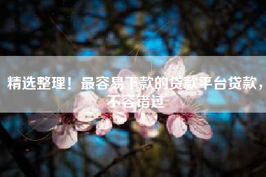精选整理！最容易下款的贷款平台贷款，不容错过
