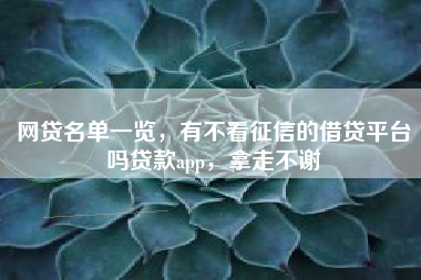 网贷名单一览，有不看征信的借贷平台吗贷款app，拿走不谢