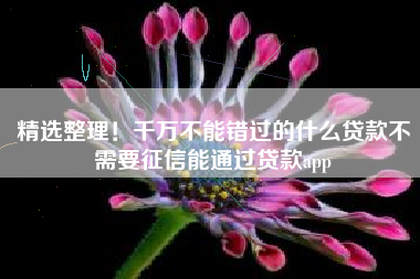 精选整理！千万不能错过的什么贷款不需要征信能通过贷款app