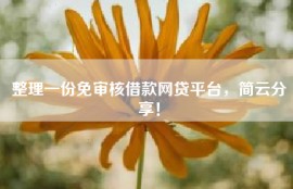 整理一份免审核借款网贷平台，简云分享！