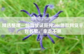 精选整理一份驾驶证抵押5000借款网贷平台名单，拿走不谢