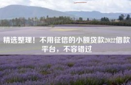 精选整理！不用征信的小额贷款2022借款平台，不容错过