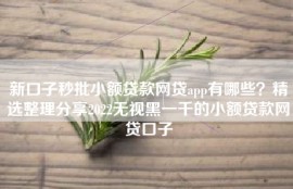 新口子秒批小额贷款网贷app有哪些？精选整理分享2022无视黑一千的小额贷款网贷口子