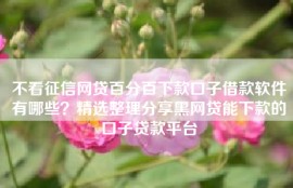 不看征信网贷百分百下款口子借款软件有哪些？精选整理分享黑网贷能下款的口子贷款平台