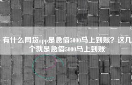 有什么网贷app是急借5000马上到账？这几个就是急借5000马上到账