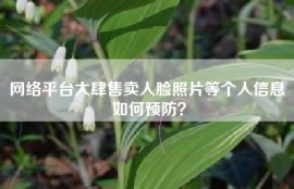 网络平台大肆售卖人脸照片等个人信息 如何预防？