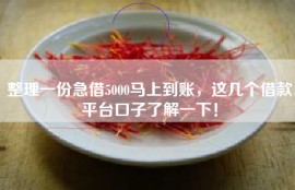 整理一份急借5000马上到账，这几个借款平台口子了解一下！