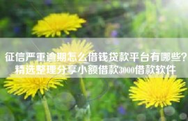 征信严重逾期怎么借钱贷款平台有哪些？精选整理分享小额借款3000借款软件