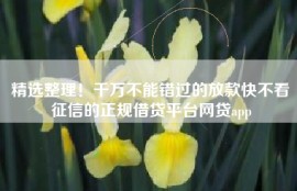 精选整理！千万不能错过的放款快不看征信的正规借贷平台网贷app