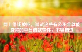 网上借钱被拒，试试这些有公积金就能贷款的平台借款软件，不容错过