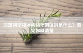 固定利率和浮动利率的区别是什么？看完你就清楚