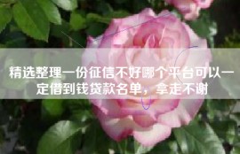 精选整理一份征信不好哪个平台可以一定借到钱贷款名单，拿走不谢