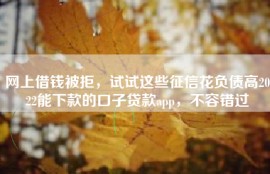 网上借钱被拒，试试这些征信花负债高2022能下款的口子贷款app，不容错过
