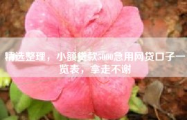精选整理，小额贷款5000急用网贷口子一览表，拿走不谢
