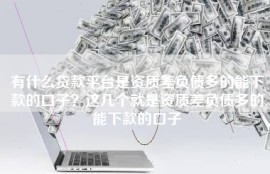 有什么贷款平台是资质差负债多的能下款的口子？这几个就是资质差负债多的能下款的口子