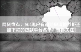 网贷盘点，2022黑户有逾期申请被秒拒还能下款的贷款平台名单，值得关注！