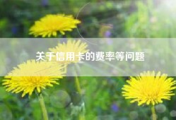 关于信用卡的费率等问题