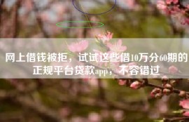 网上借钱被拒，试试这些借10万分60期的正规平台贷款app，不容错过