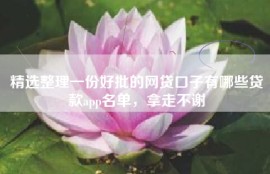 精选整理一份好批的网贷口子有哪些贷款app名单，拿走不谢