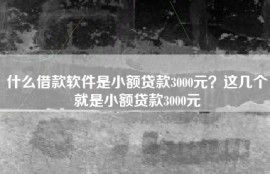 什么借款软件是小额贷款3000元？这几个就是小额贷款3000元