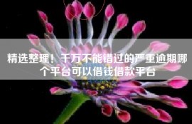 精选整理！千万不能错过的严重逾期哪个平台可以借钱借款平台