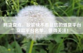 网贷盘点，放款快不看征信的借贷平台贷款平台名单，值得关注！