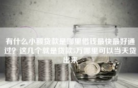 有什么小额贷款是哪里借钱最快最好通过？这几个就是贷款5万哪里可以当天贷出来