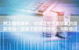 网上借钱被拒，试试这些不看征信的贷款平台一定能下款小额贷款，不容错过