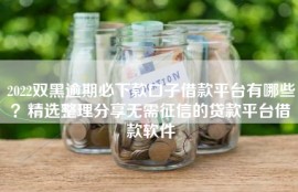 2022双黑逾期必下款口子借款平台有哪些？精选整理分享无需征信的贷款平台借款软件