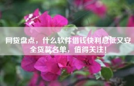 网贷盘点，什么软件借钱快利息低又安全贷款名单，值得关注！