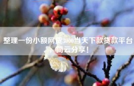 整理一份小额网贷3000当天下款贷款平台，简云分享！