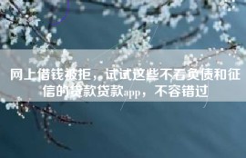 网上借钱被拒，试试这些不看负债和征信的贷款贷款app，不容错过