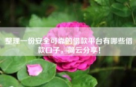 整理一份安全可靠的借款平台有哪些借款口子，简云分享！