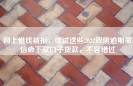 网上借钱被拒，试试这些2022双黑逾期微信必下款口子贷款，不容错过