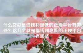 什么贷款是借钱利息低的正规平台有哪些？这几个就是借钱利息低的正规平台有哪些