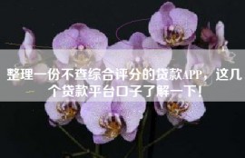 整理一份不查综合评分的贷款APP，这几个贷款平台口子了解一下！