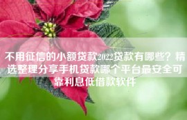 不用征信的小额贷款2022贷款有哪些？精选整理分享手机贷款哪个平台最安全可靠利息低借款软件